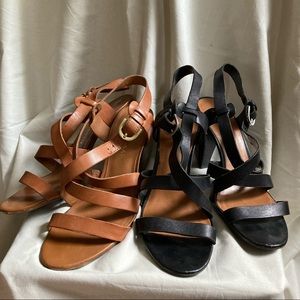 Black & Tan Heel Sandals | Franco Sarto